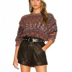 IRO | multi color chunky cotton  cableknit crewneck Sweater 7/8 sleeve size XS